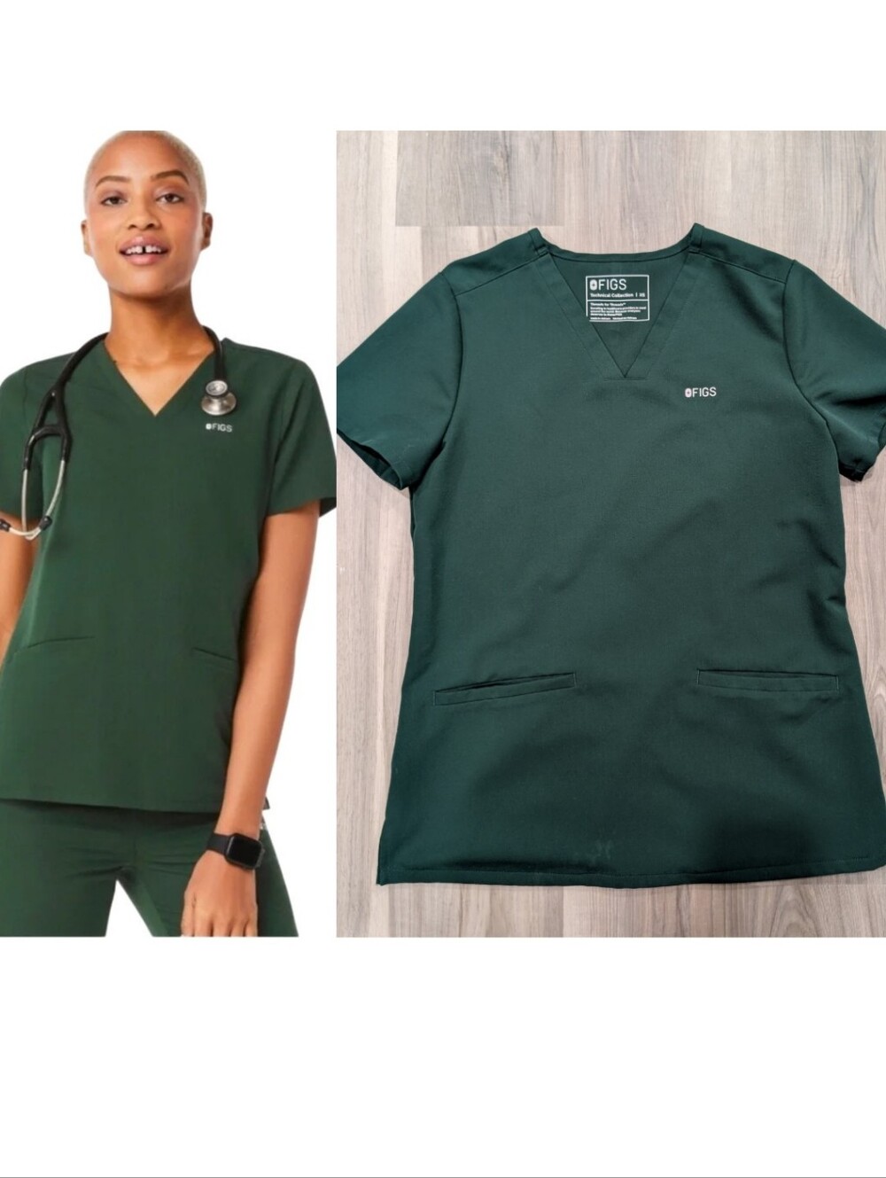FIGS | Casma Three Pocket Scrub Top In British Racing Green